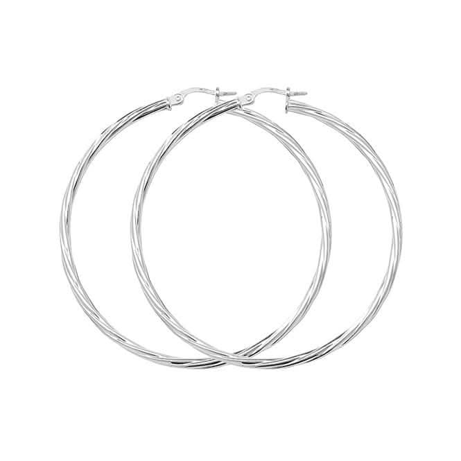 Acotis Silver Hoop Earrings Twisted G5980