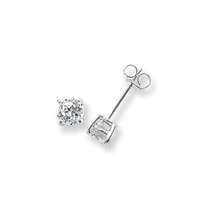 Acotis Silver Stud Earrings Round Zirconia G5135CZ