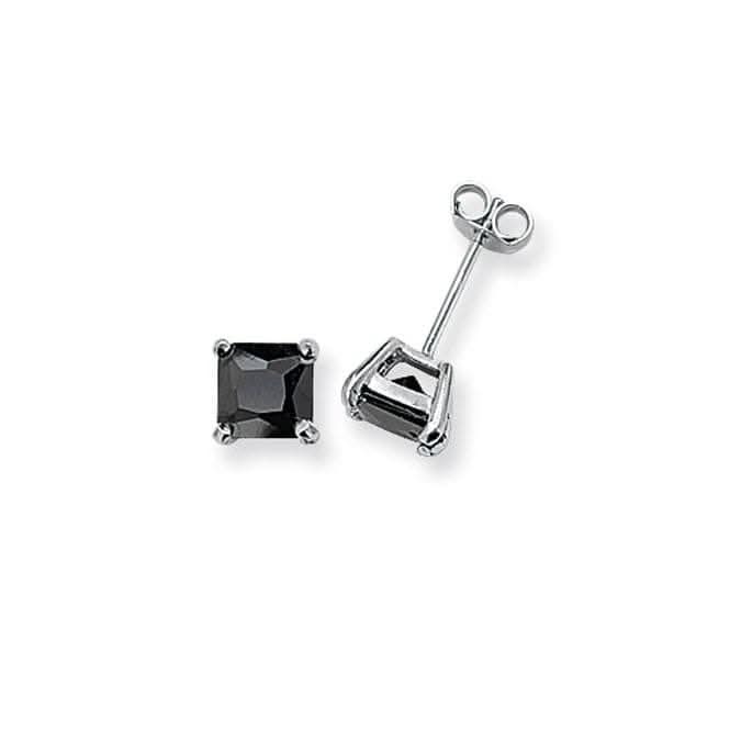 Acotis Silver Earrings Square Black Zirconia G5145BK