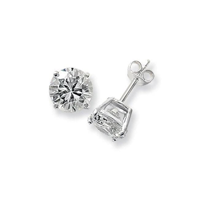 Acotis Silver Stud Earrings Round Zirconia G5139CZ