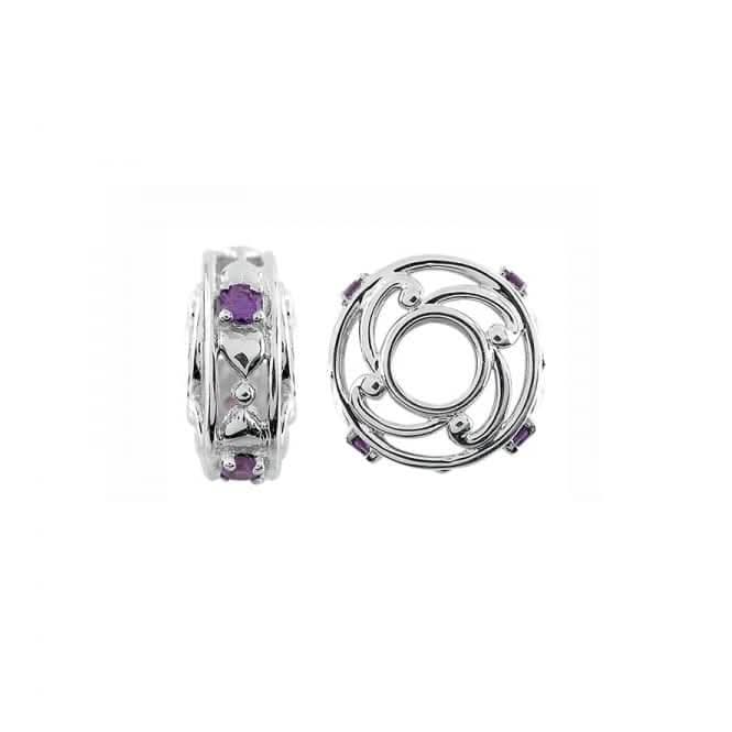 Silver & Amethyst Hearts Wheel Charm S497A