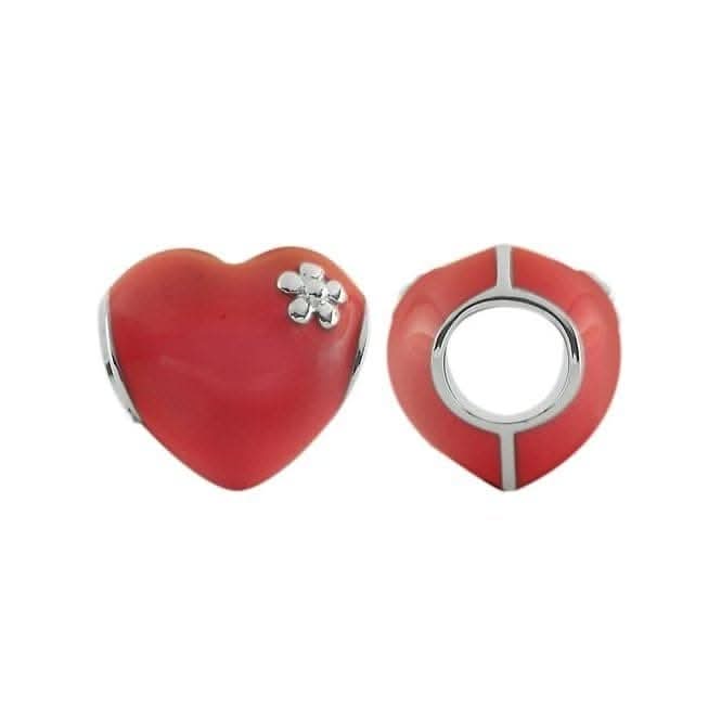 Silver and Red Enamel Heart Wheel
