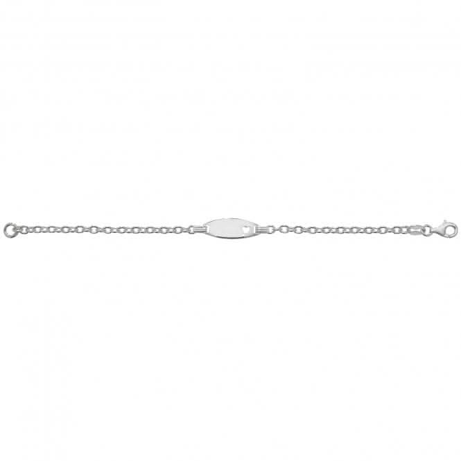 Silver Babies Cable Cut Out Heart Oval Id Bracelet G2598Acotis Silver JewelleryTH - G2598