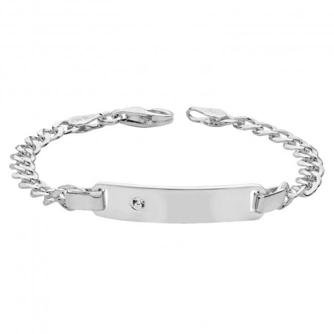 Acotis Silver ID BraceletCurb Zirconia  for Babies G2227