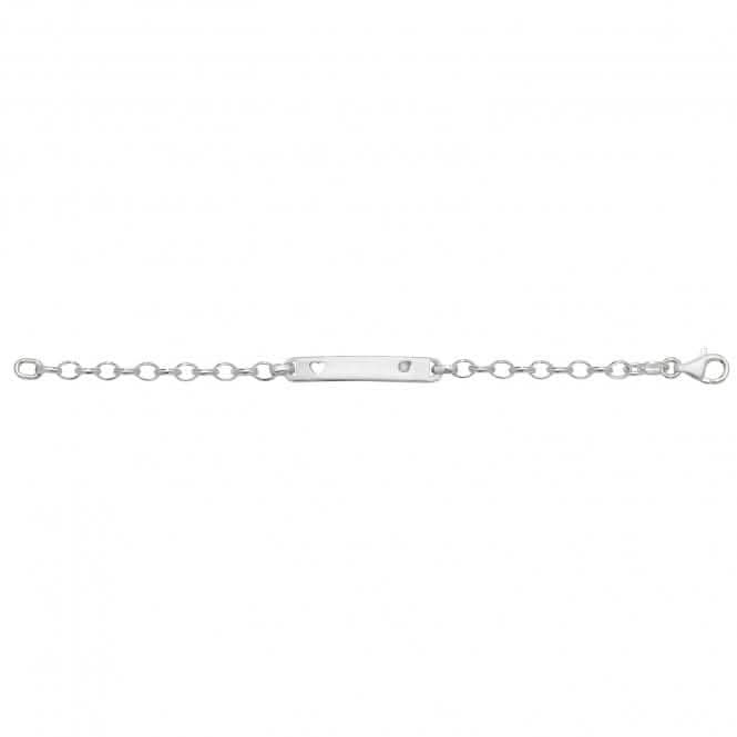 Acotis Silver ID Bracelet Cut-Out Heart & Zirconia Set for Babies G2669