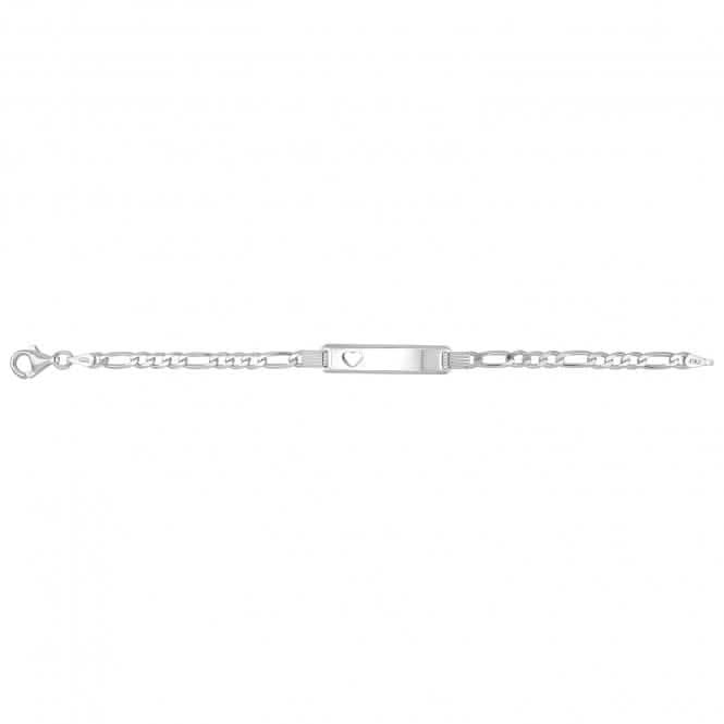Acotis Silver Babies Figaro Cut-Out Heart ID Bracelet G2224