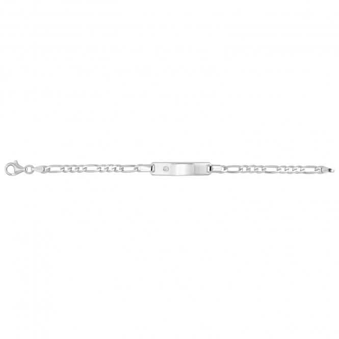 Acotis Silver ID Bracelet Figaro Zirconia Set for Babies G2228