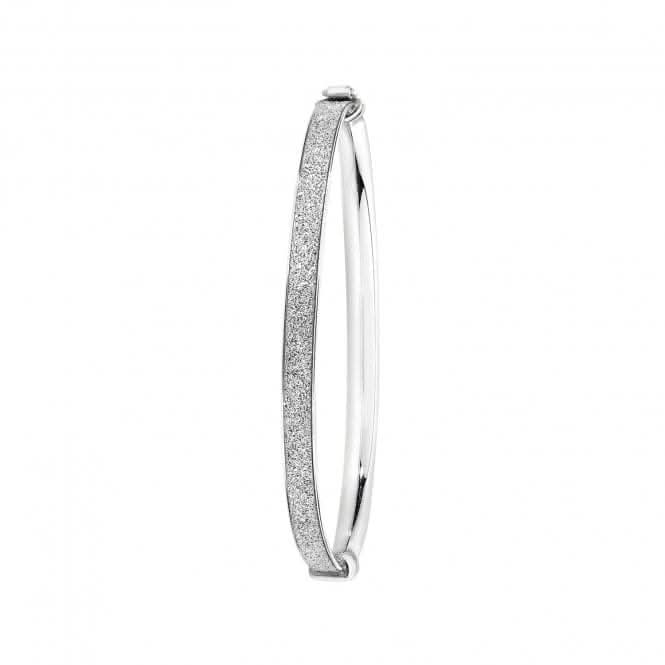 Silver Babies Oval Moondust Hinged Bangle G4390Acotis Silver JewelleryTH - G4390