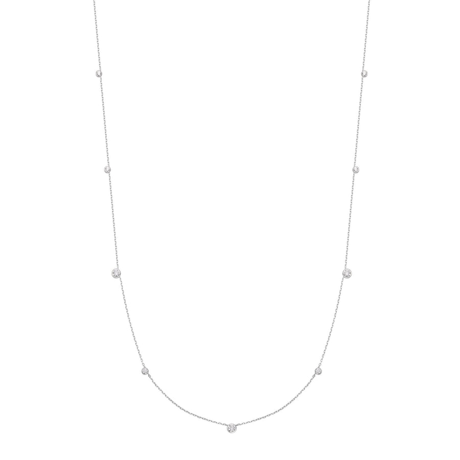 Silver Bezel Cubic Zirconia Station Necklace N065-06H