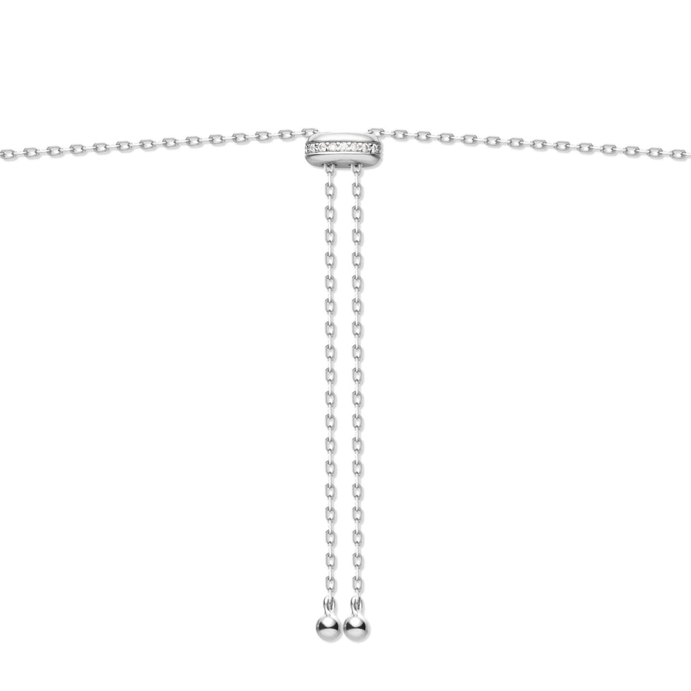 Silver Bezel Cubic Zirconia Station Necklace N065-06H