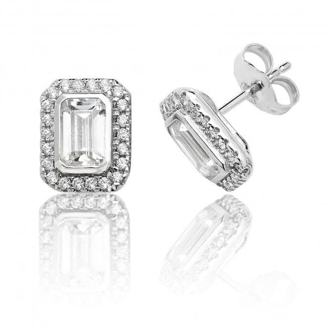 Silver Bezel Set Halo Style Cut Cubic Zirconia Stud Earrings SEG0021CZSilver & CoSEG0021CZ