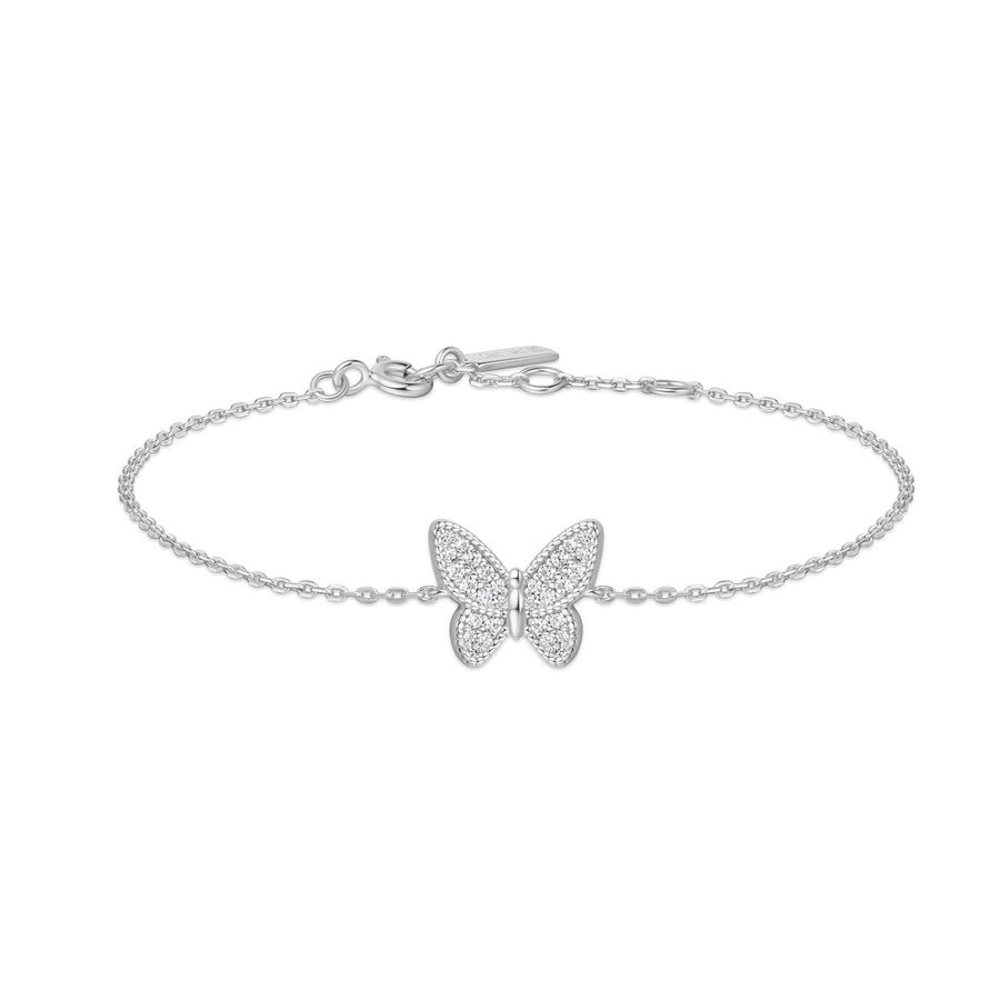 Silver Butterfly Pavé Bracelet B064-02H