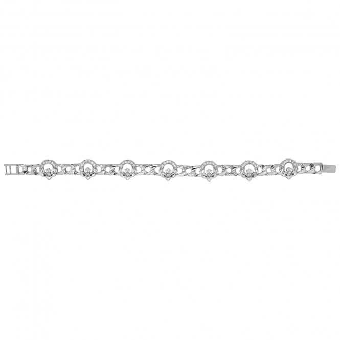 Acotis Silver Claddagh with Zirconia Stones Bracelet G2098