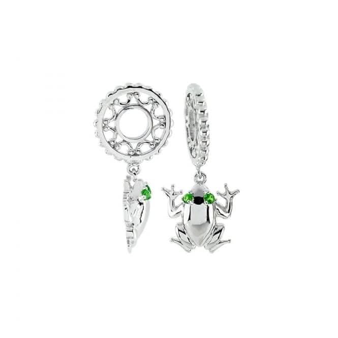 Silver & Chrome Diopside Frog Dangle Charm S373CHDI