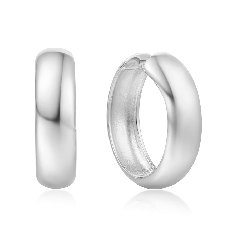 Silver Chubby Large Huggie Hoop Earrings E064-08H