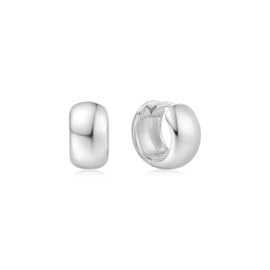 Silver Chubby Small Huggie Hoop Earrings E064-04H