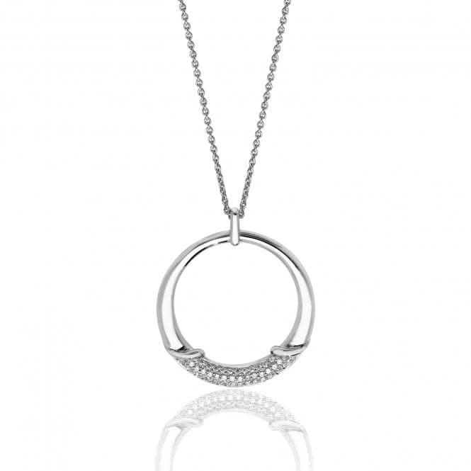 Silver & Co Circle Pendant with Dazzling Cubic Zirconia Detail & Silver Chain, SPG0058CZ