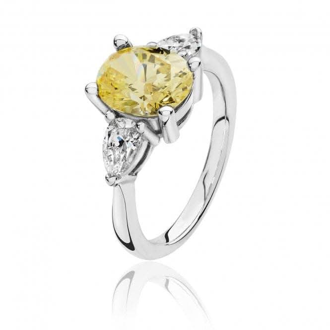 Silver & Co Claw 3 Stone Cubic Zirconia Oval Pears Ring SRG0099YZ