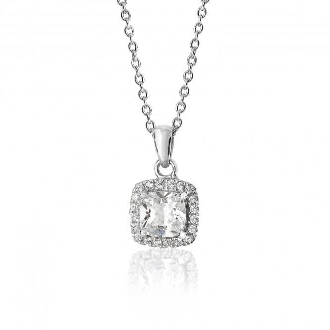 Silver Claw Set Cushion Halo Style Cubic Zirconia Chain Pendant SPG0013CZSilver & CoSPG0013CZ
