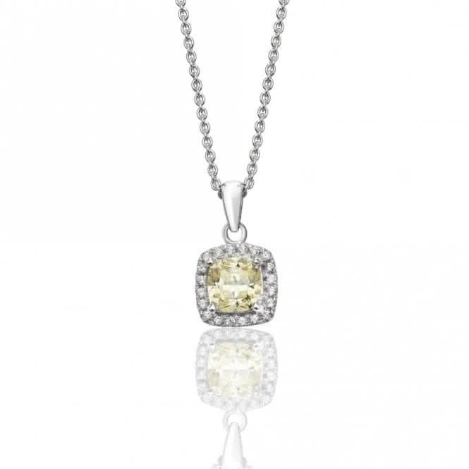 Silver & Co Claw Set Cushion Halo Pendant with Cubic Zirconia - SPG0013YZ