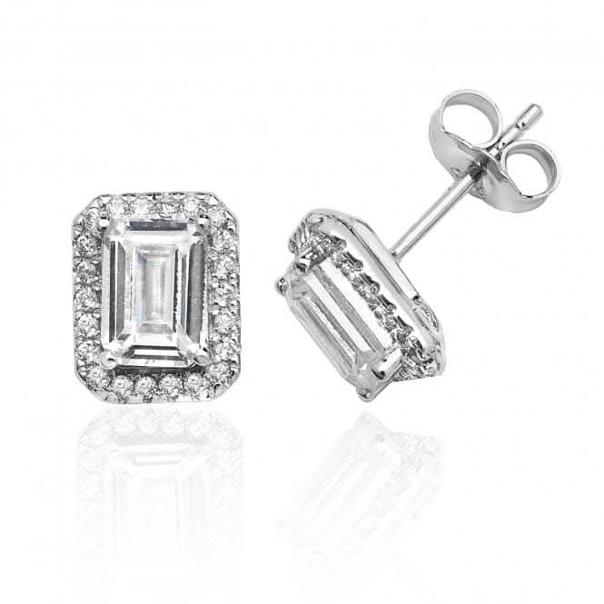 Silver & Co Claw Set Halo Cut CZ Stud Earrings SEG0027CZ