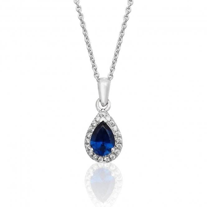 Silver & Co Sapphire Swirl Halo Pendant Set with Blue Cubic Zirconia SPG0015SA