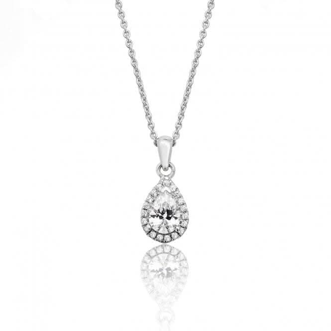 Silver Claw Set Pear Shape Halo Style Cubic Zirconia Chain Pendant SPG0015CZSilver & CoSPG0015CZ