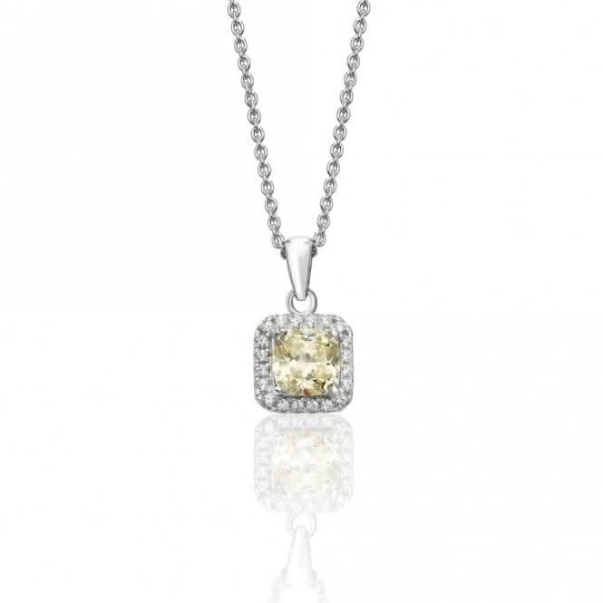 Silver Claw Set Square Halo Style Cubic Zirconia Chain Pendant SPG0011YZSilver & CoSPG0011YZ