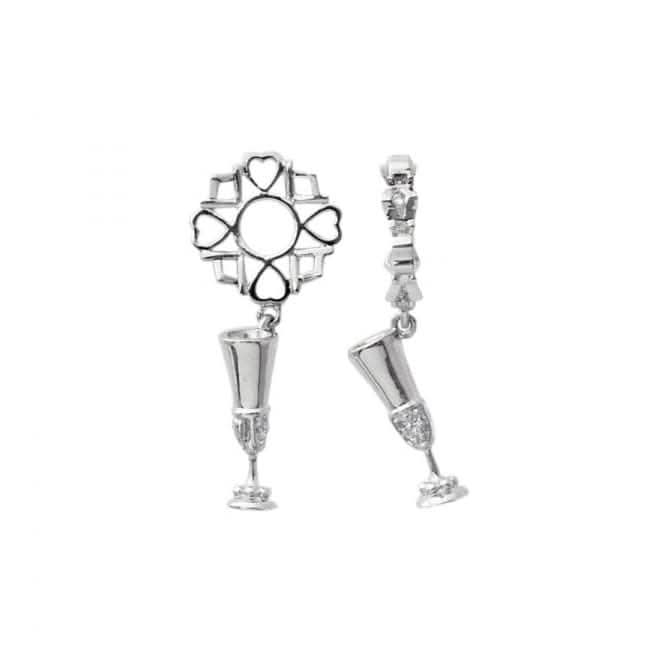Silver & Diamond Champagne Flute Dangle Charm S168D