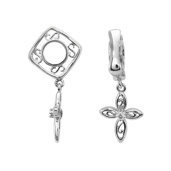 Silver & Diamond Cross Dangle Charm S128D