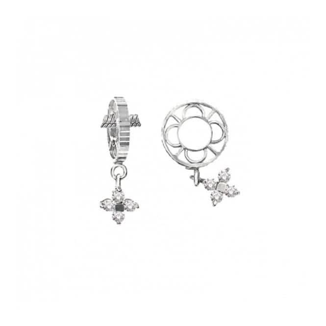 Silver & Diamond Flower Dangle Charm S010DStorywheelsS010D
