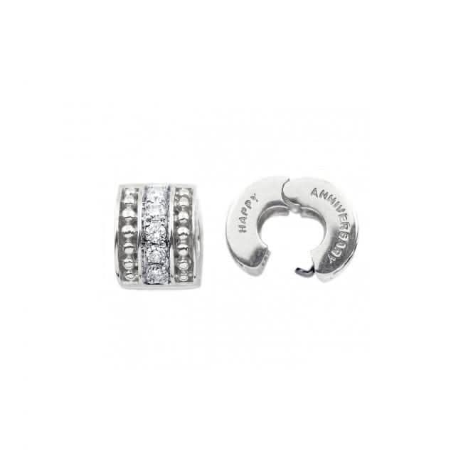 Silver & Diamond Happy Anniversary Clip S339D