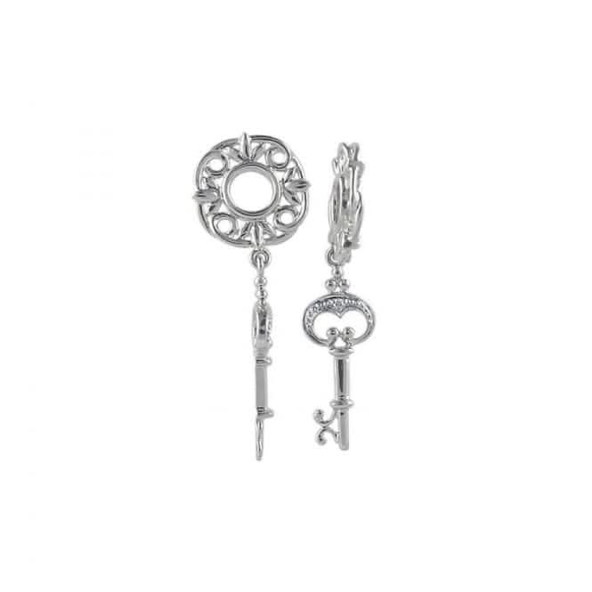 Silver & Diamond Key Dangle Charm S261D