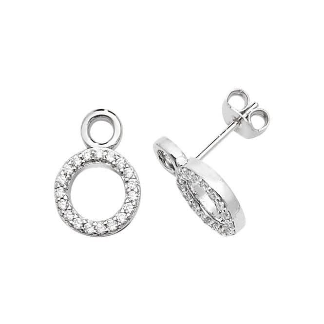 Silver Double Circle Zirconia Stud Earrings G51156Acotis Silver JewelleryTH - G51156