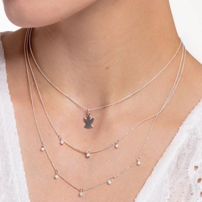 Silver Double Layer Zirconia Necklace 45cm KE2072-051-14-L45v
