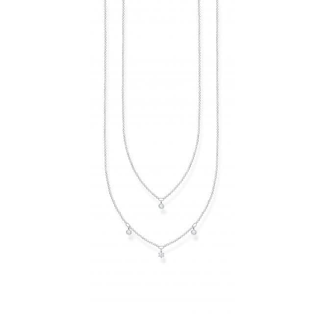 Silver Double Layer Zirconia Necklace 45cm KE2078-051-14-L45v