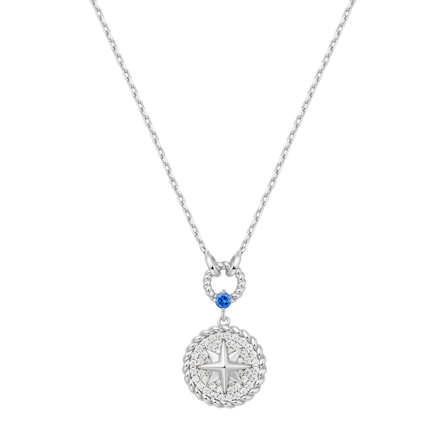 Silver Eight-Pointed Star Signet Necklace N063-05H