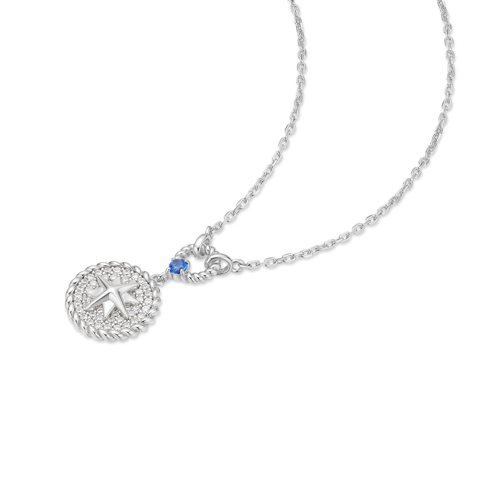 Silver Eight-Pointed Star Signet Necklace N063-05H