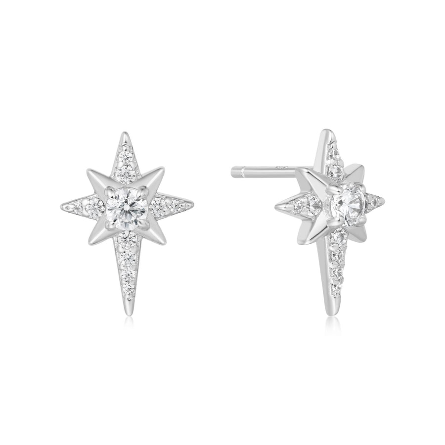 Silver Eight-Pointed Star Stud Earrings E065-02H