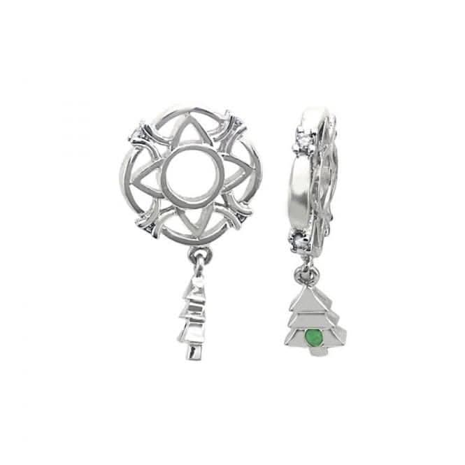 Silver & Emerald Christmas Tree Dangle Charm S137E