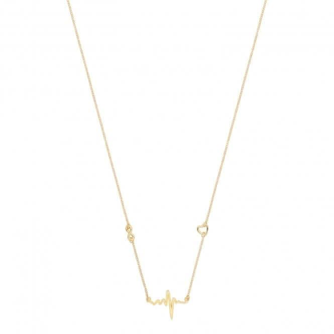Silver Gold Plated Heart Beat Necklace G3393GPAcotis Silver JewelleryTH - G3393GP