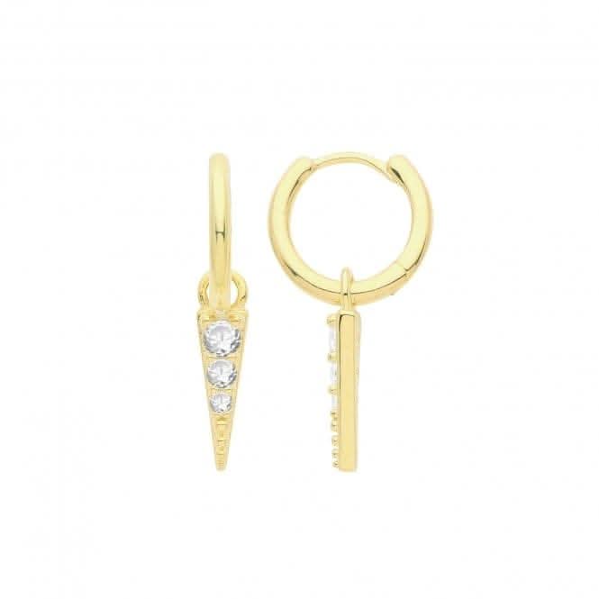 Acotis Silver Hoops Gold Plated With Zirconia Set Spike G51283GP