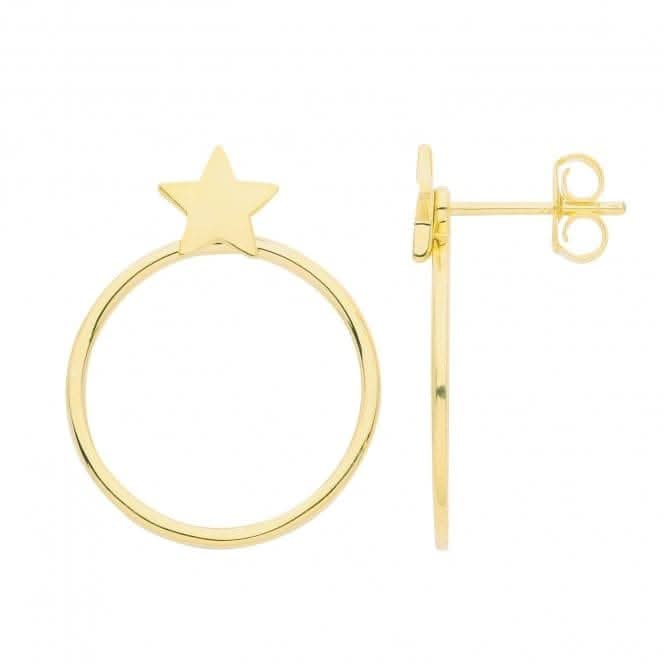 Acotis Silver Hoop Earrings Gold Plated Star G51287GP