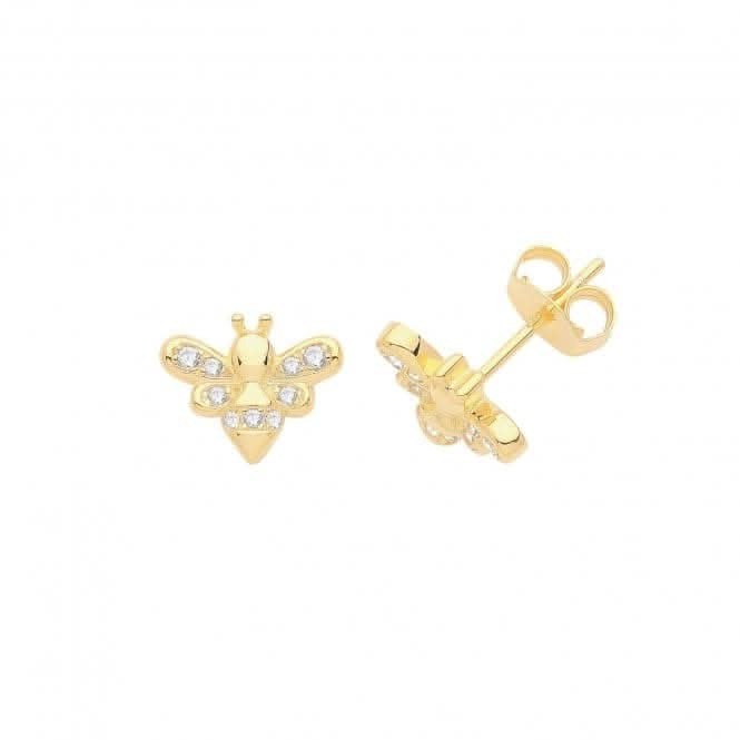 Silver Gold Plated Zirconia Set Bee Studs G51249GPAcotis Silver JewelleryTH - G51249GP