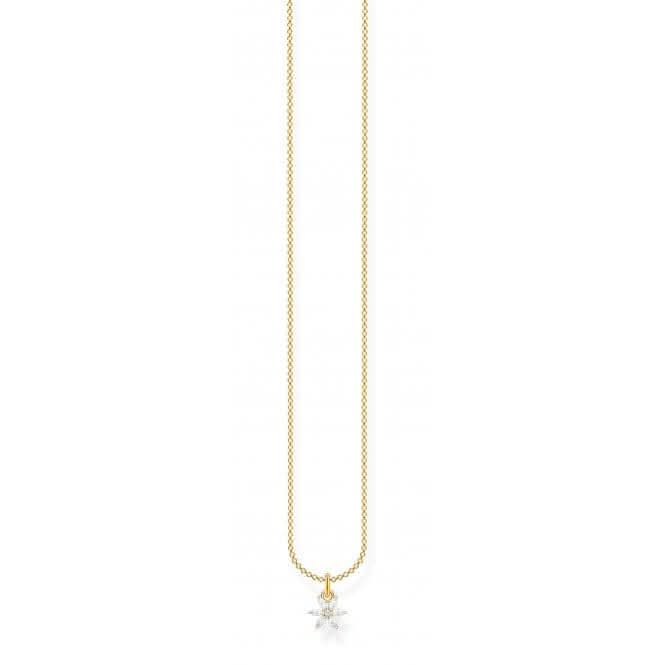 Silver Gold Plated Zirconia White Flower Necklace KE2103 - 414 - 14 - L45VThomas Sabo Charm Club CharmingKE2103 - 414 - 14 - L45V
