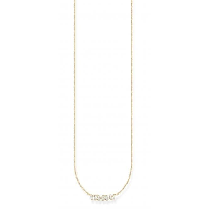 Silver Gold Plated Zirconia White Necklace KE2095-414-14-L45V
