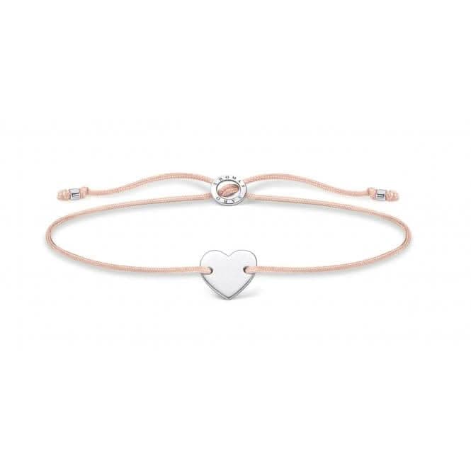 Silver Heart Cord Tie Bracelet A1996-173-19-L20v