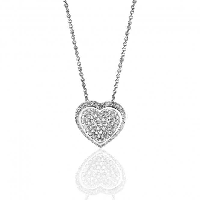Silver & Co Heart Pave Set Cubic Zirconia Chain Pendant SPG0052CZ