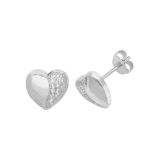 Acotis Silver Stud Earrings Heart Zirconia G51094