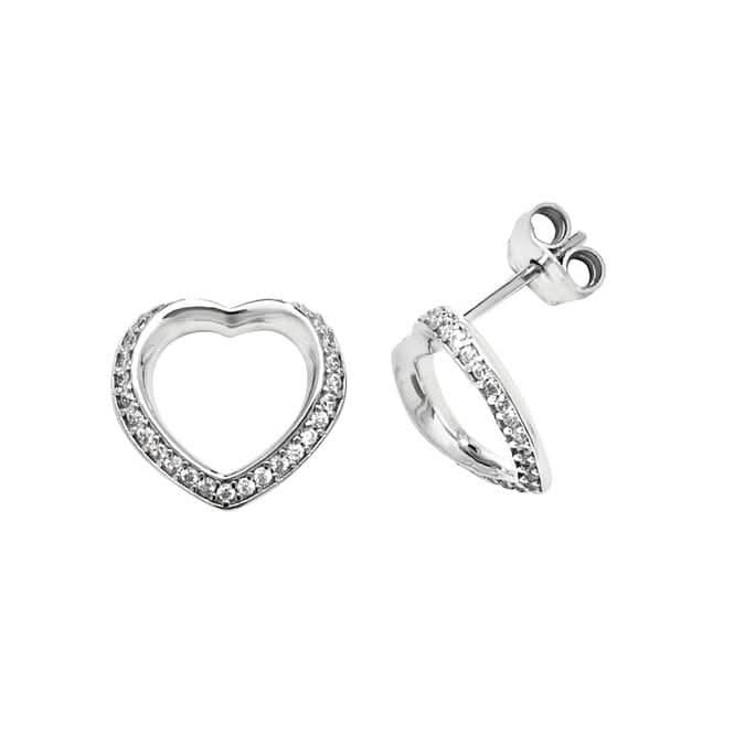 Acotis Silver Stud Earrings Heart Zirconia G51157